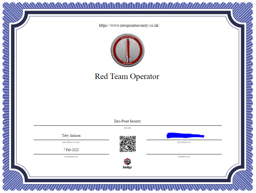 ZeroPointSecurity Certified Red Team Operator (CRTO) Course - A Comprehensive Review